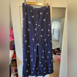 Hollister Navy Floral Button-Front Maxi Skirt